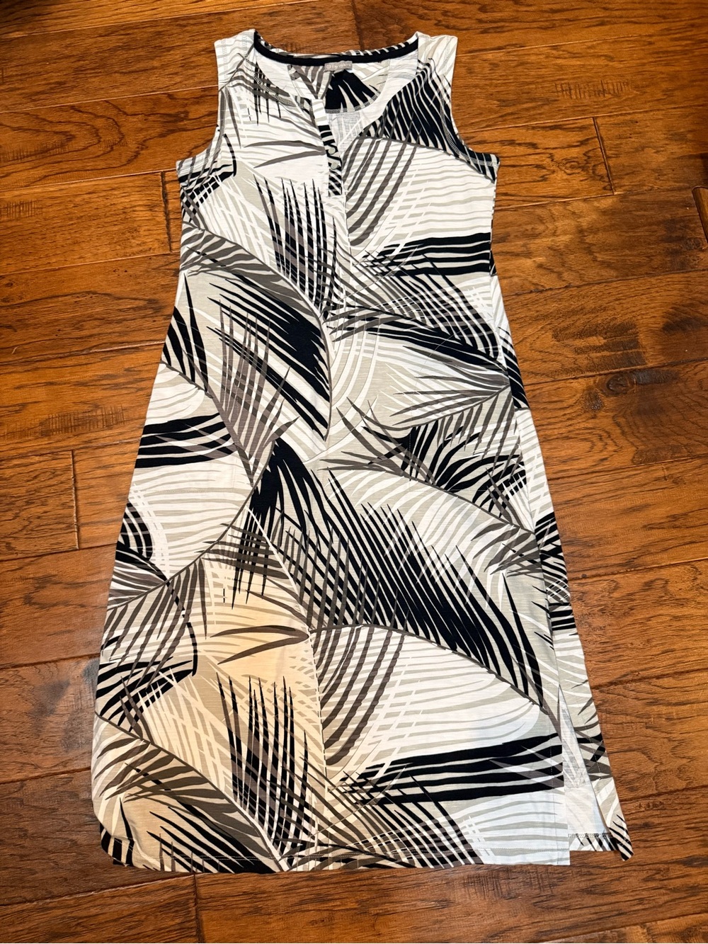 T by Talbots Tropical Palm Print Maxi Dress – Medium Petite –Sleeveless Stretch - Picture 9 of 10